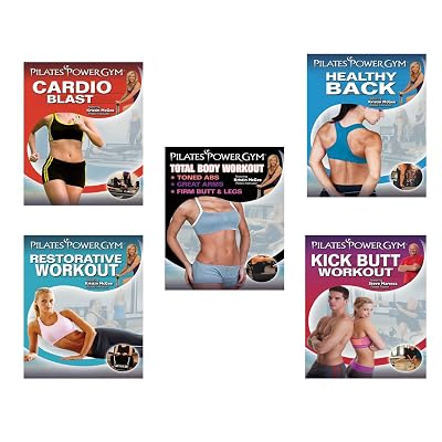 Pilates Power Gym 5 DVD Complete Fitness Series Cardio Blast. Total Body, Kick Butt, Healthy Back &amp; Restorative Pilates