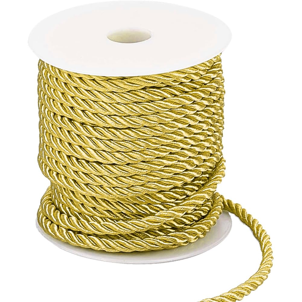 PH PandaHall 59 Feet 5mm Macrame Cord, 3-Ply Polyester Curtain Cord Satin Rope String for Curtain Tieback Gift Bags Rope Handles Handbags Handles and DIY Craft Making