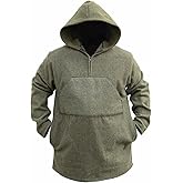 C.H. KADEL Spartan Wool OD Anorak Jacket With Hood - 80% Wool Construction, Hand-Warmer Pocket- Size XL