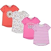 BTween Girls 4-Piece Summer Tops | Fashionable Short Sleeve T-Shirt | Casual Daily Shirt for Kids - Assorted Colors