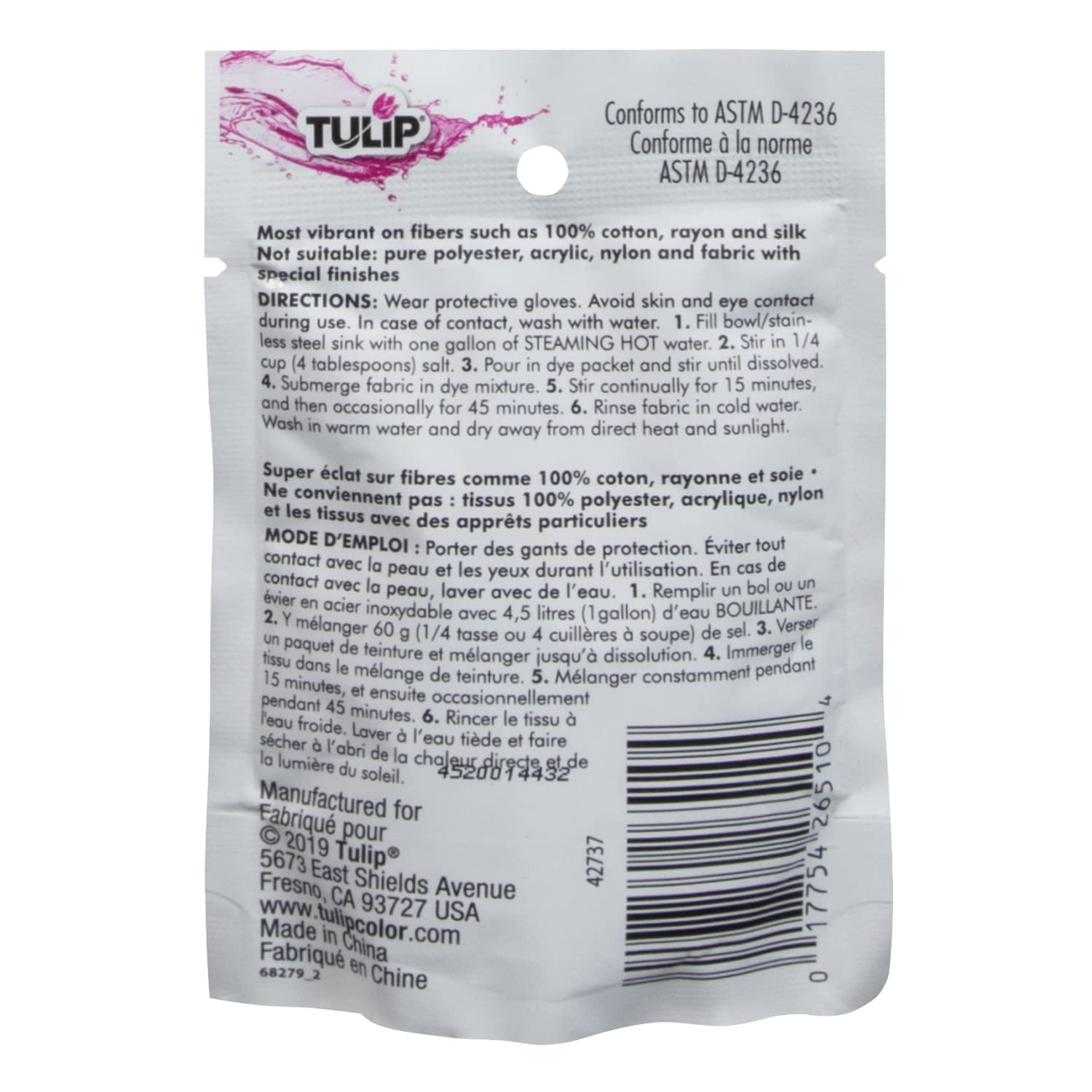 Tulip Permanent Fabric Dye Powder, Hot Dye Method for Vibrancy, Long-Lasting Color, Sunshine Yellow