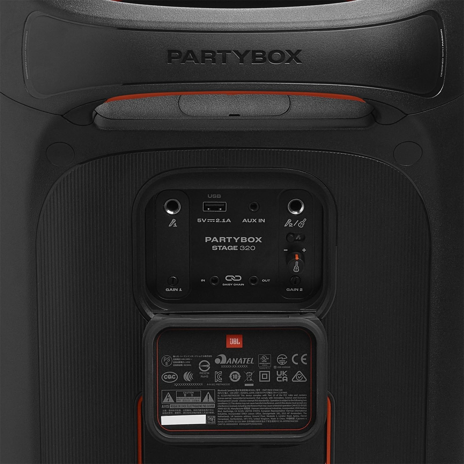 JBL Partybox Stage 320 in Schwarz – Tragbare Bluetooth-Lautsprecher-Box mit JBL Pro Sound, Lichtshow, KI-Sound-Boost, Rollen und Teleskopgriff – 18 h Laufzeit 3