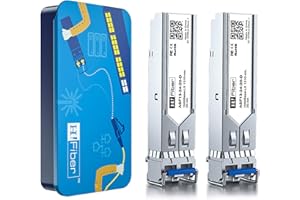 H!FIBER.COM 1.25G Single Mode SFP LC Module, 1000Base-LX/LH Fiber Transceiver for Ubiquiti UF-SM-1G,Mikrotik, Intel, Netgear AGM732F, D-Link and More (SMF,1310nm,20km,DDM) 2 Pack