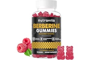 Nutravita Berberine Gummies with Ceylon Cinnamon 1500mg High Potency Berberine HCL Supplement for Immune and Metabolism Support, Sugar Free Organic Berberine Gummies Raspberry Flavor