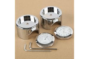 SLMOTO 7/8'' 1'' Handlebar Dial Clock Temp Thermometer Fit for Harley Motorcycle Crusier