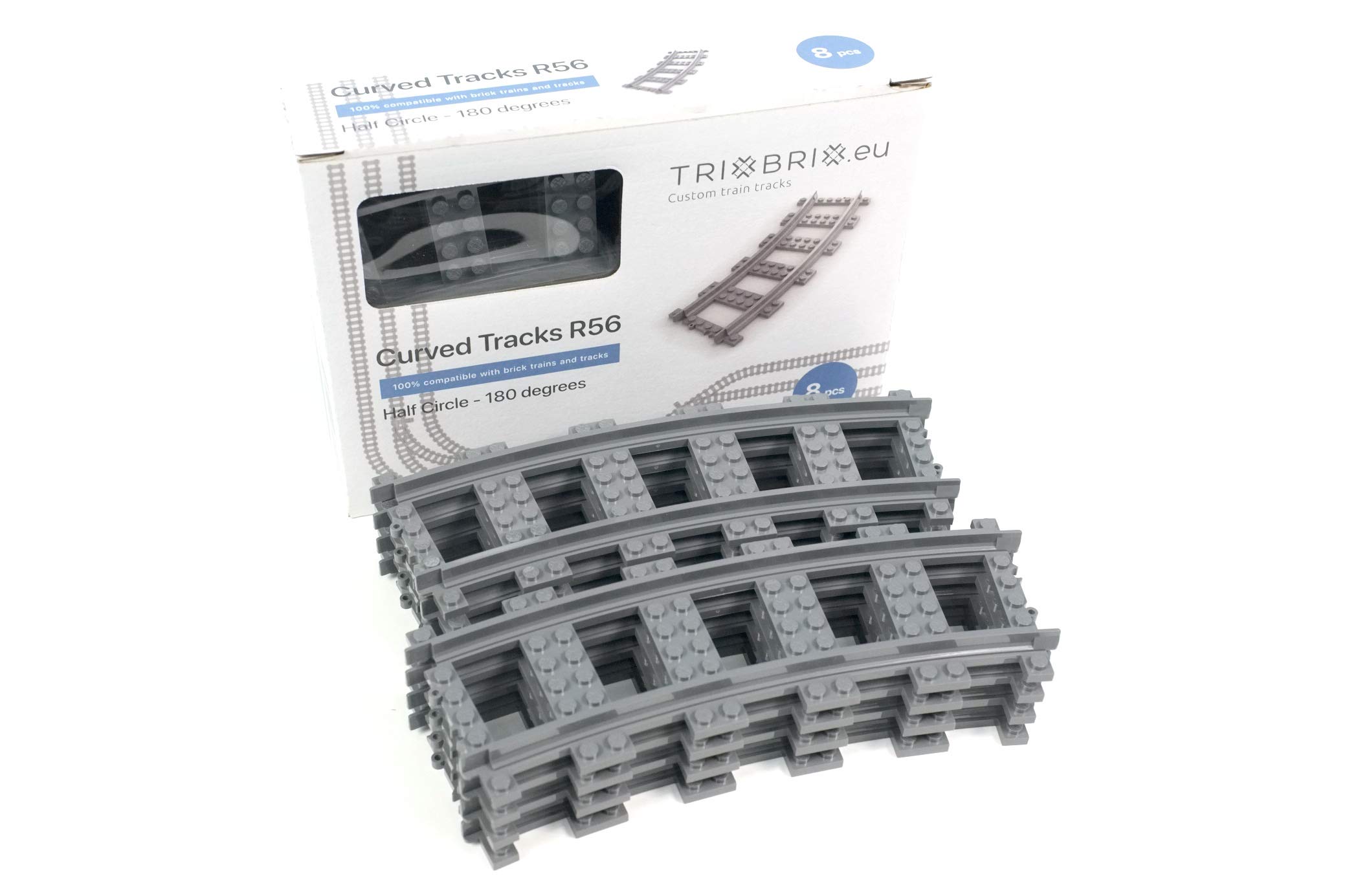 Trixbrix.eu Curved Tracks R56 Compatible with Lego City Train Sets 60197 60198 10277 60205 60238