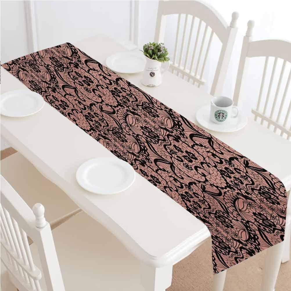 Gothic Table Runner Dresser Scarves,Little Spring Blooms Wildflowers Leaves Needlecraft Theme Bridal Retro Motifs Print Kitchen Table Runners,16x96,Decoration Wedding Reception Party Decor Tapestry