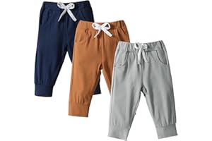 DREAM BUS Pack of 3 Toddler Jogger Pants with Pocket Toddler Boy Sweatpants Baby Boy Pants Infant Newborn Leggings