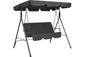 Outsunny 3-Seat Patio Swing Chair, Outdoor Porch Swing Glider with Adjustable Canopy, Removable Cushion, and Weather Resistan