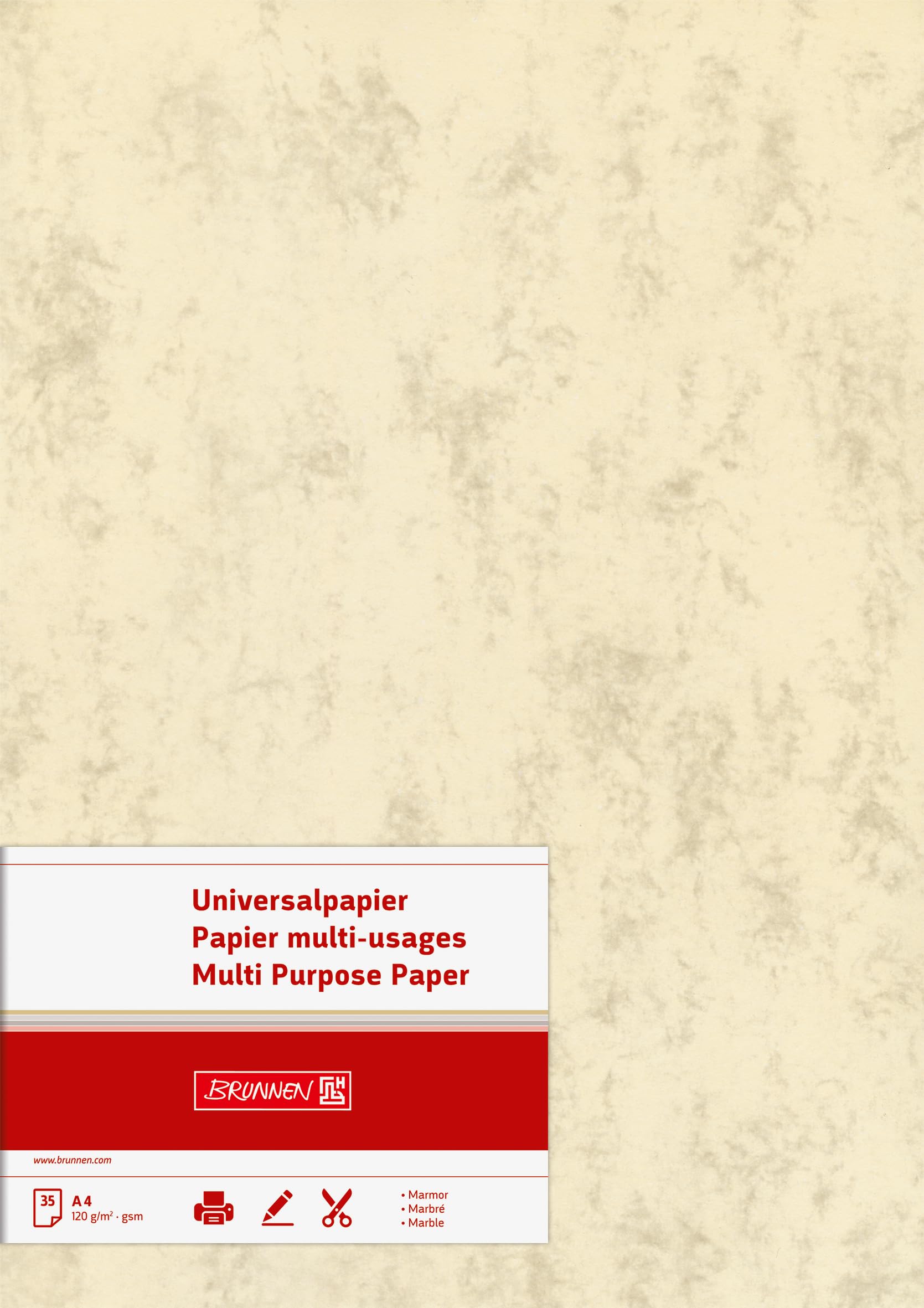 Brunnen Multifunktions-Universalpapier, A4, 120 g/qm, Chamois/marmoriert