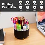 Marbrasse 360 Degree Rotating Desk Organizer with 5 Compartments Dark view 3