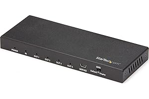 StarTech.com HDMI Splitter - 4-Port - 4K 60Hz - HDMI Splitter 1 In 4 Out - 4 Way HDMI Splitter - HDMI Port Splitter (ST124HD2