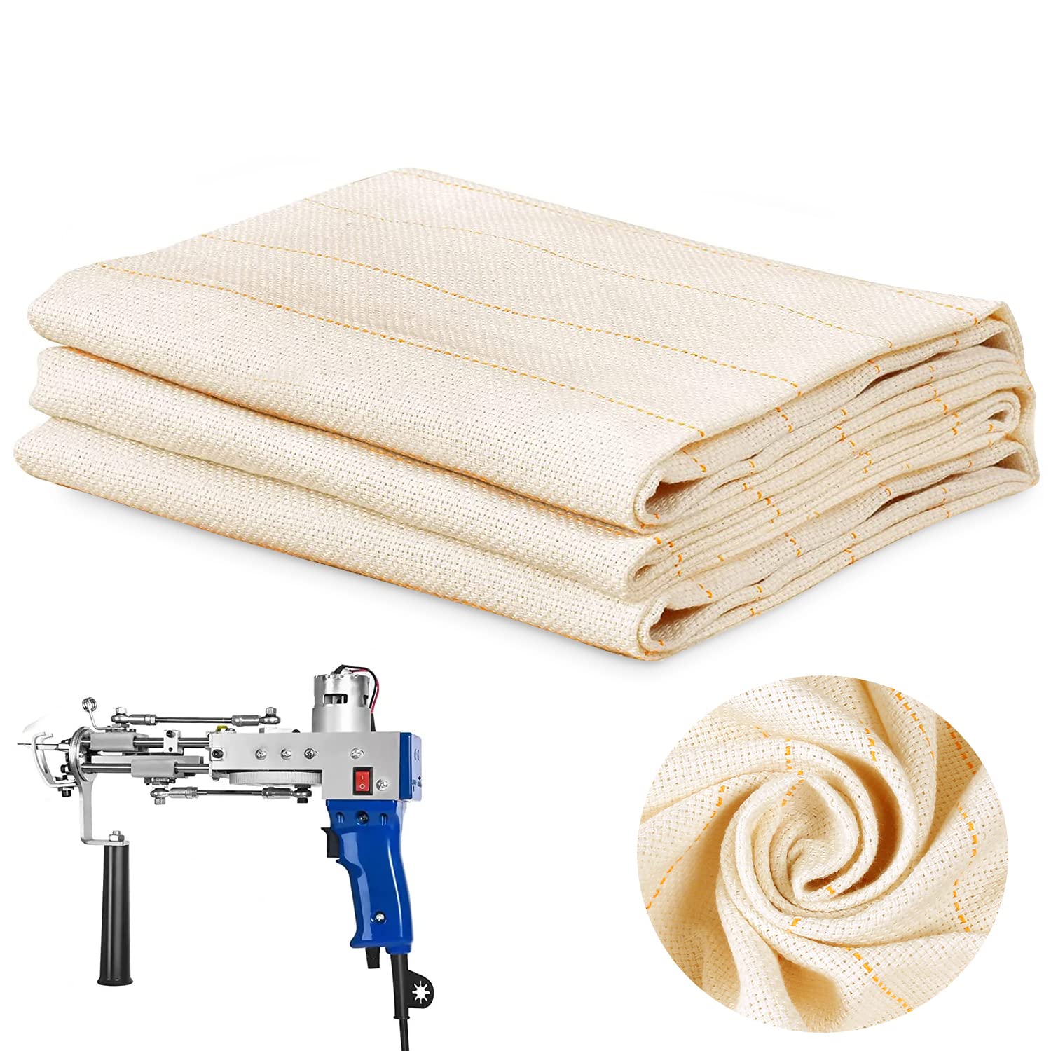 79" × 59" Tufting Cloth with Marked Lines, Tufting Fabric Monk Cloth with Positioning Marked Line, Punch Needle Needlework Fabric for Tufting Gun, Rug-Punch, Punch Needle, Rug Hooking