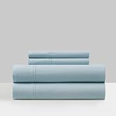 Chic Home Ashton 3 Piece Sheet Set Super Soft Solid Color with Piping Flange Edge Design &ndash; Includes 1 Flat, 1 Fitted Sheet, and 1 Pillowcase, Twin, Blue
