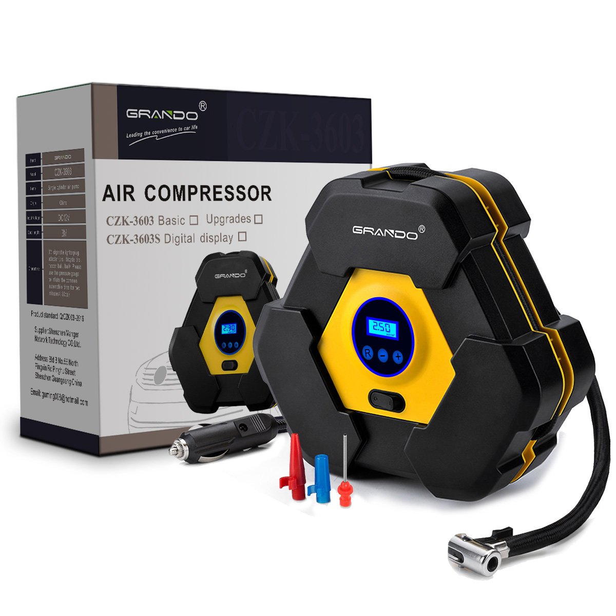 Gran Compresor de Aire Automático con pantalla digital DC V Amperios PSI