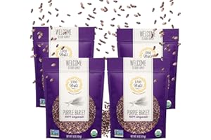 1000 Springs Mill - Organic Purple Barley | Used for Cereals, Salads, Whole Wheat Bread, Fresh Barley Flour, Sprouting Seeds, and more | Bulk Dried Grain | Resealable Bag | 16oz (Pack of 4)