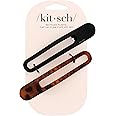 Kitsch Flat Claw Clips for Women - Strong Hold, No Slip Grip | Flat Claw Clip with Comfortable Curved Design - 2pc (Black & Tortoise)