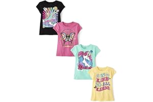 The Children's Place Girls Trends,Icons Short Sleeve Graphic T-Shirts,4 Pack