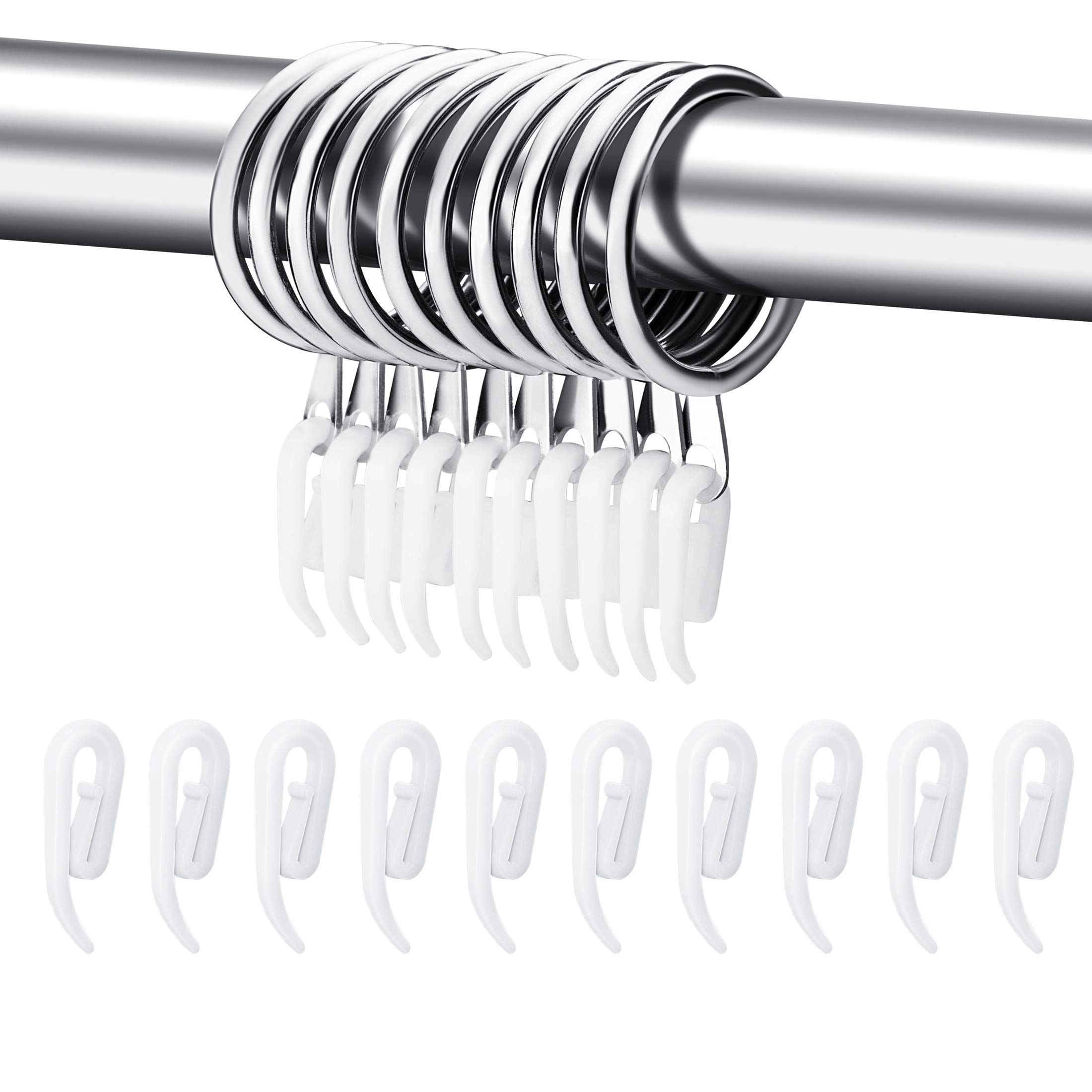 24 Set Metal Curtain Rings Drapery Curtain Hanging Rings with Plastic Hooks for Curtains and Rods 30 mm Internal Diameter