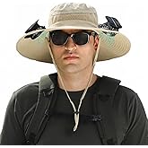 Solar Fan Hat, Wide Brim Sun Cap with 2 Solar Sun Protection Fans, USB and Solar Powered Fan Hat