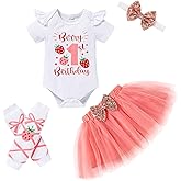 GRNSHTS Baby Girl Birthday Cake Smash Outfit Toddler Girl My 1st Birthday Romper Tutu Skirt with Headband Clothes Set