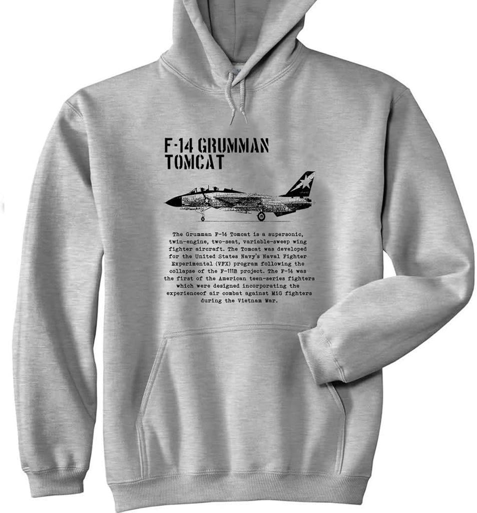 teesquare1st Men's F14 GRAMMAN Tomcat Grey Hoodie Size XXLarge Amazon