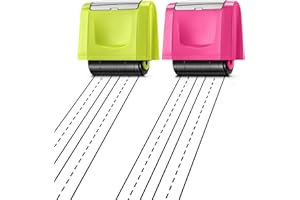 Sherr 2 Pack Double Stack Dashed Line Roller Stamp Self Inking Rolling Stamp Black Ink Handwriting Practice Tool for Teachers Classroom Primary School Special Educational Kindergarten(Green, Pink)