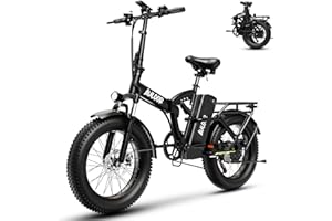 Kebiko 1000W Folding Electric Bike,48V 20AH Removable Battery E Bike,30+MPH,80 Miles Max Range Electric Bike for Adults,20" Fat Tire Foldable ebike,Adult Electric Bicycle for Commute Beach Snow
