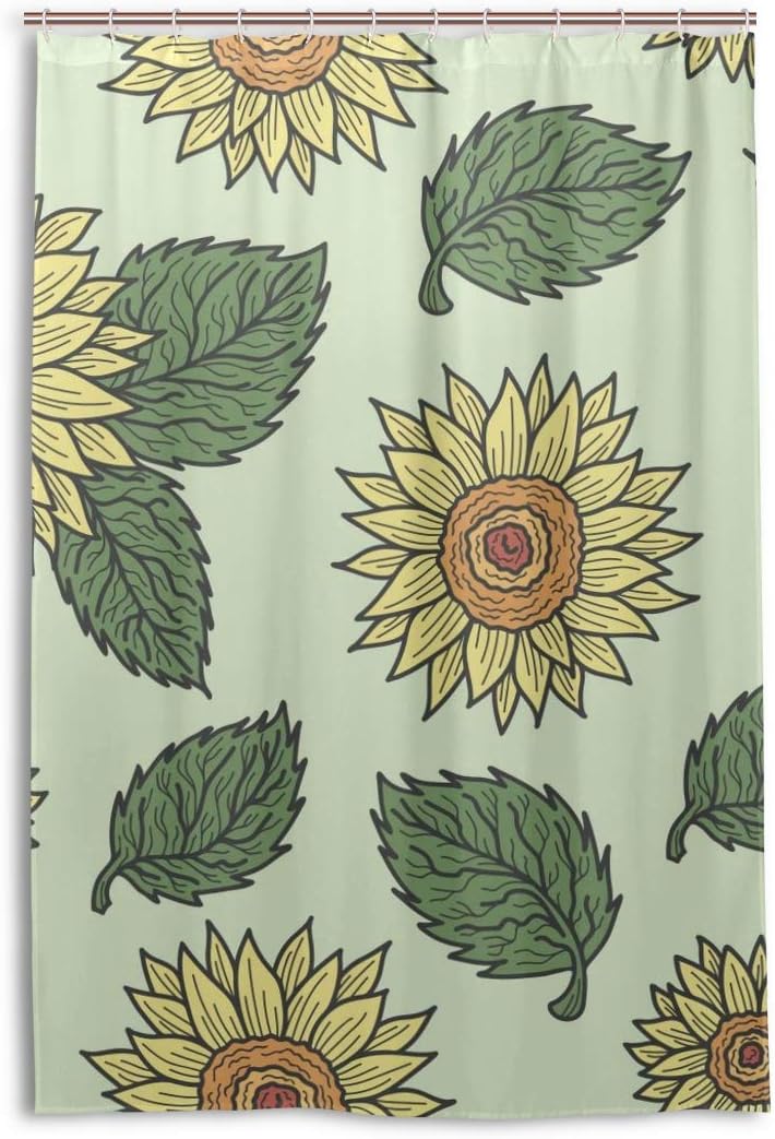 Lafle Colorful Sunflower Clear Shower Curtains Waterproof Single-sided Printing for Bathroom or Wet Room with Fashion Style Size 48x72 （in）