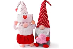 Ndeno 2PCS Valentines Day Gnome Plush Decorations, Handmade Scandinavian Tomte - Valentines Christmas Home Tabletop Elf Gnomes Decor Ornaments - Sweet Valentines Gift(Valentine‘s Day)