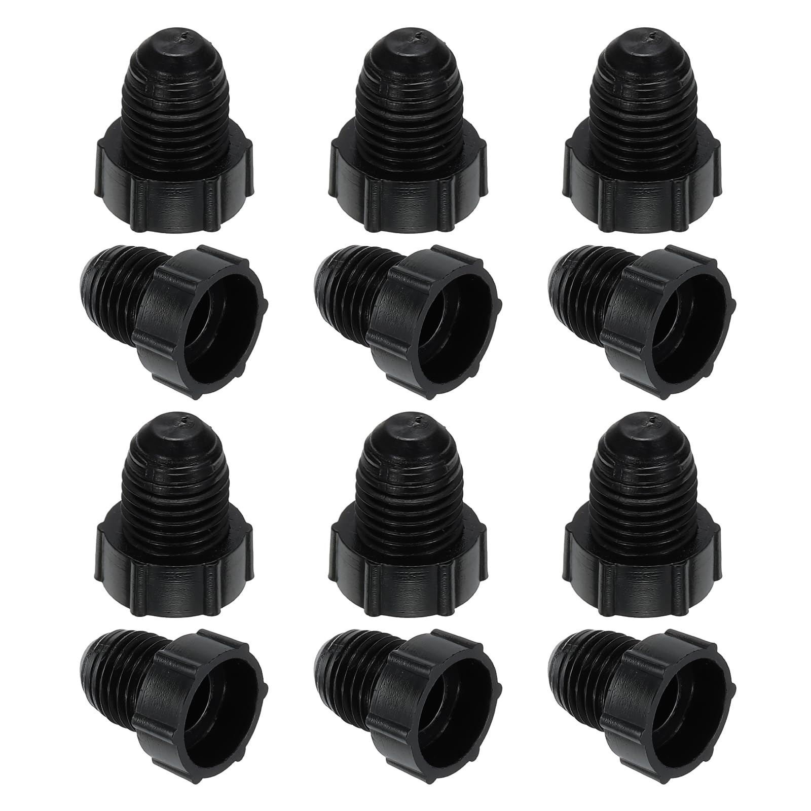 Photo 1 of PATIKIL 1/4" Plastic Threaded Plug, 12 Pack 7/16-20UNF Male Thread 45 Degree SAE Flare Tube Fitting Valve Stop Plugs for Air Conditioner Pipe Gas Line Hydraulic, Black