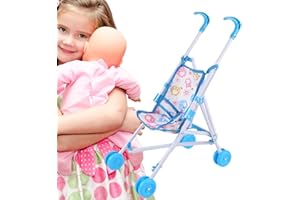 Baby Doll Stroller Toy - Realistic Play Stroller for Walking | Doll Pram Pretend Dress Up Game Accessories for Vacation Holid