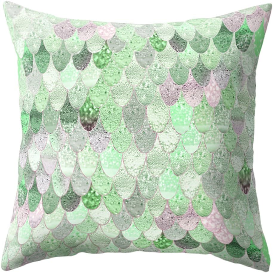 Profusion Circle Mermaid Fish Scales Throw Pillow Case Bed Sofa Cushion Cover Living Room Home Decor