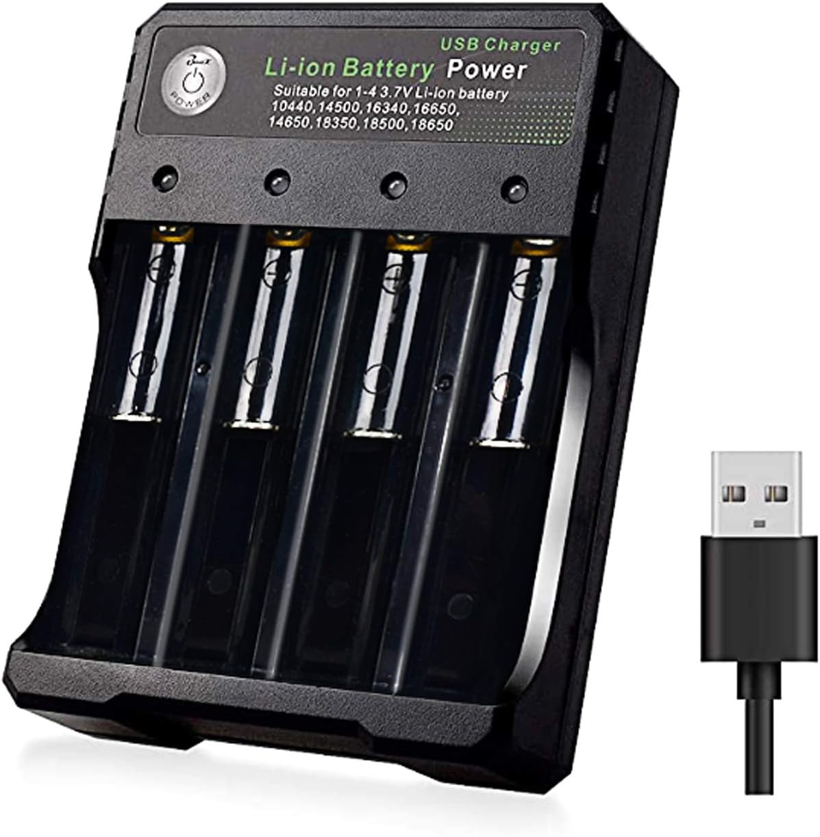 18650 Smart Battery Charger 4Bay, Smart Rechargeable Battery Charger 4 Slot Fast Charging for Batteries Li-ion Batteries (New 4Bay not Batteries)