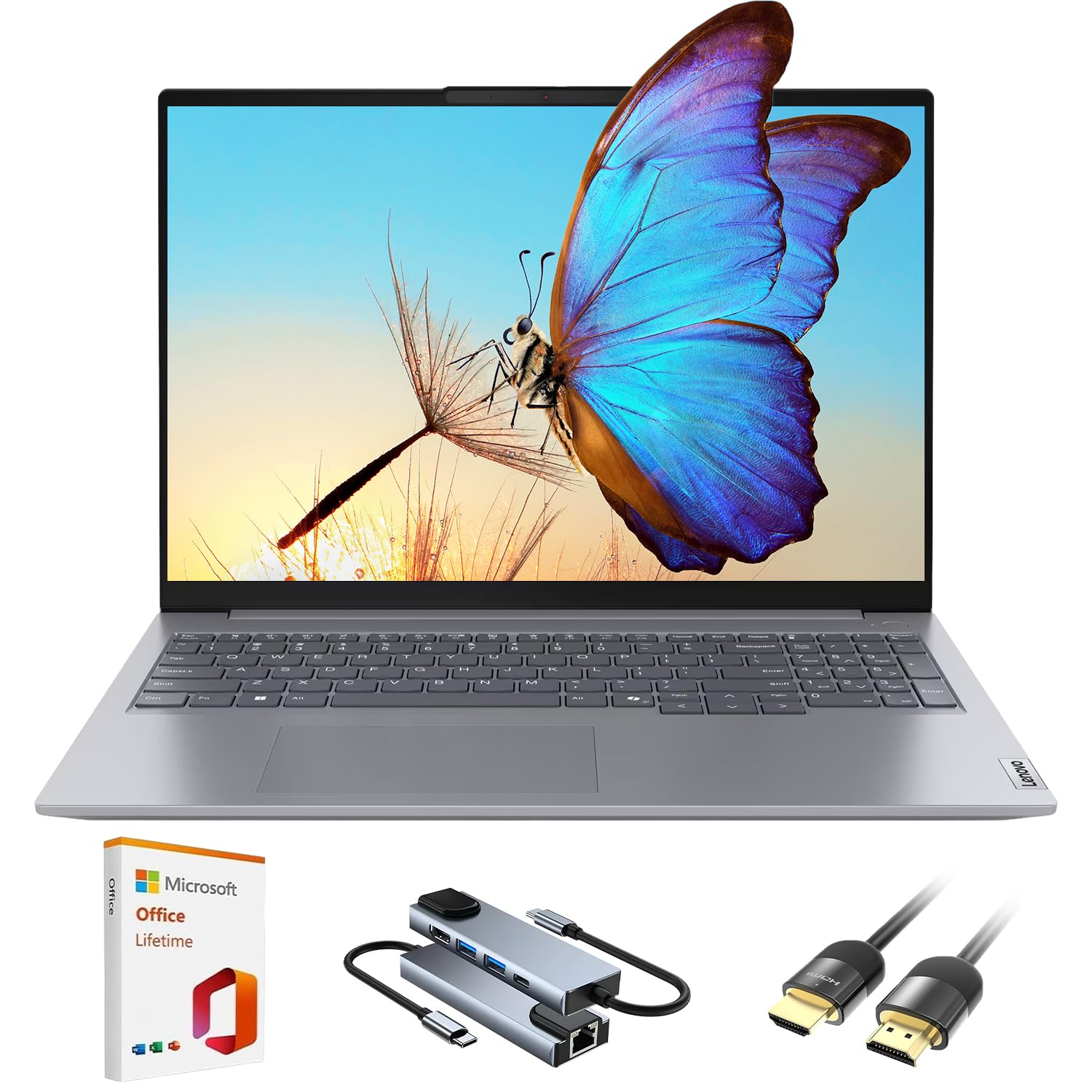 Lenovo ThinkBook 16 Gen 7 Laptop, AMD Ryzen 5 7533HS(Beat i7-1355U), 16" IPS WUXGA Display, 32GB DDR5 RAM, 1TB SSD, USB4 (40Gbps), Ethernet RJ-45, Fingerprint, Lifetime Office, Windows 11 Pro