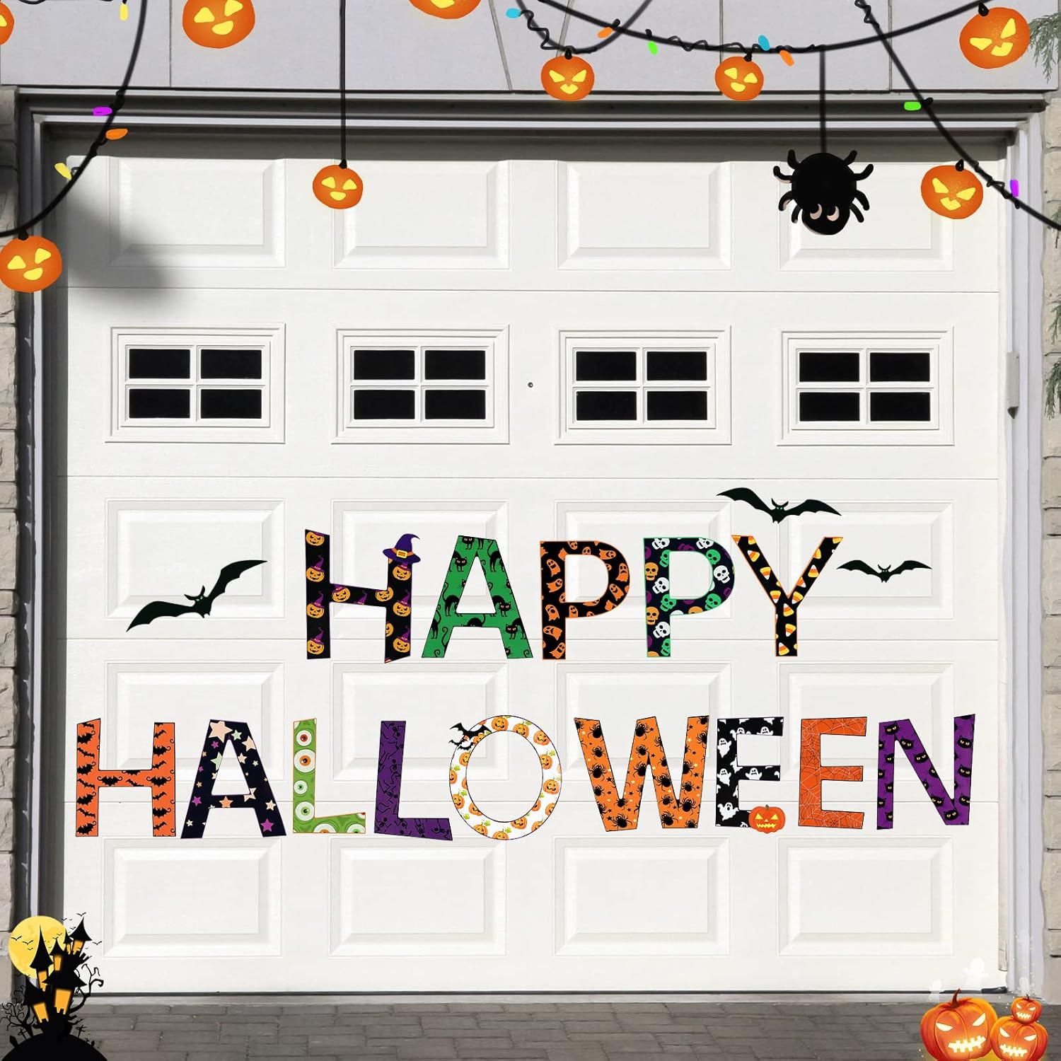 Garage Door Decorations - Konohan Happy Halloween Garage Door Magnets Decorations Magnetic Decal Waterproof Themed Colored Holiday Bat for Indoor Outdoor (Funny Style)