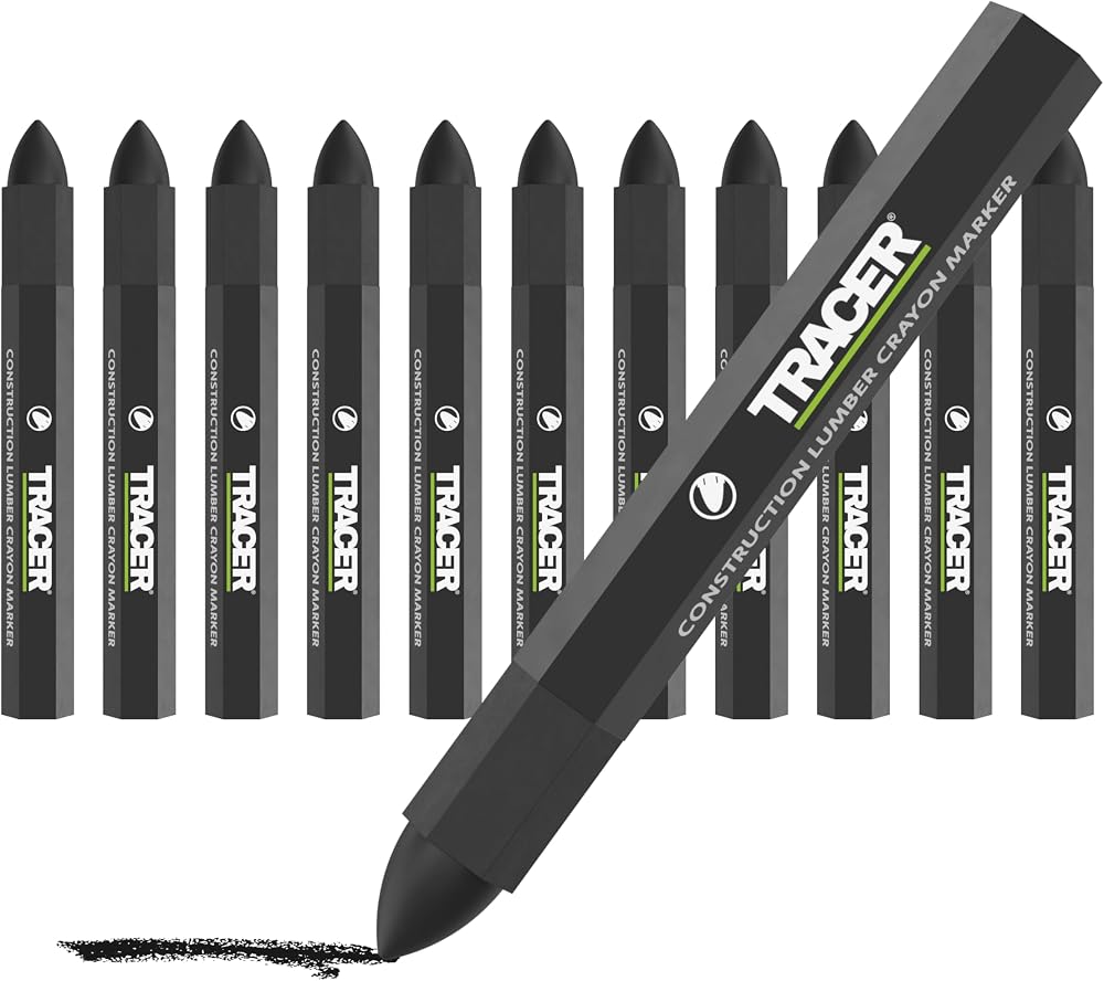Tracer Construction Lumber Crayon Markers Pack of 12 Black Multi Surface