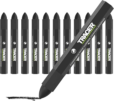 Tracer Construction Lumber Crayon Markers Pack of 12 Black Multi Surface