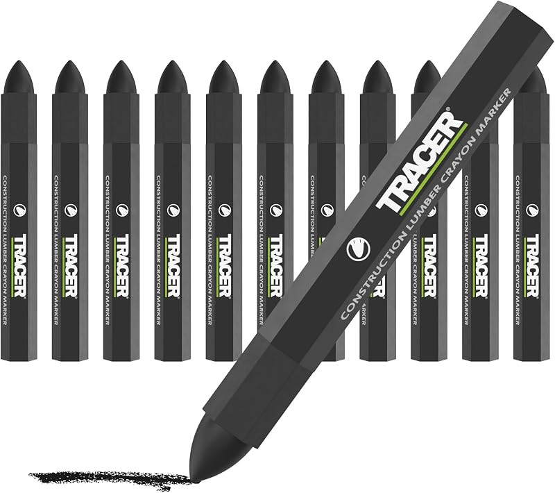 Tracer Construction Lumber Crayon Markers Pack of 12 Black Multi Surface