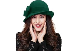 ORIDOOR Women Vintage Wool Felt Flowers Bucket Cloche Bowler Hat Church Wedding Dress Fascinator Hat Winter Felt Fedoras