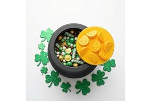 DSSWEN St. Patrick's Day Pot of Gold Candy Jar - Festive Container with Screw-On Lid for Holiday Treats, Coins, and Decor