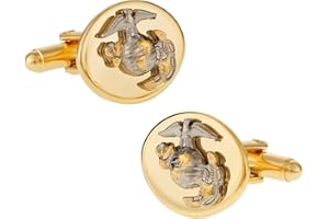 Cuff-Daddy Gold Silver USMC Marine Corp Eagle, Globe & Anchor Cufflinks for Officer with Presentation Box