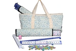 bestcool Mahjong Tile Set, American Mahjong Set with Floral Quilted Carrying Bag, 166 White Tiles, 4 All-in-one Mahjong Racks and Pushers, Gift for Woman (Floral)
