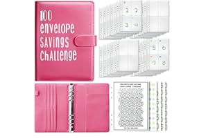 Qiddo 100 Envelopes Challenge Binder: A5 Money Saving Budget Binder with Cash Envelopes- Money Saving Binder Savings Challenges Book to Save $5,050(Rose Red)