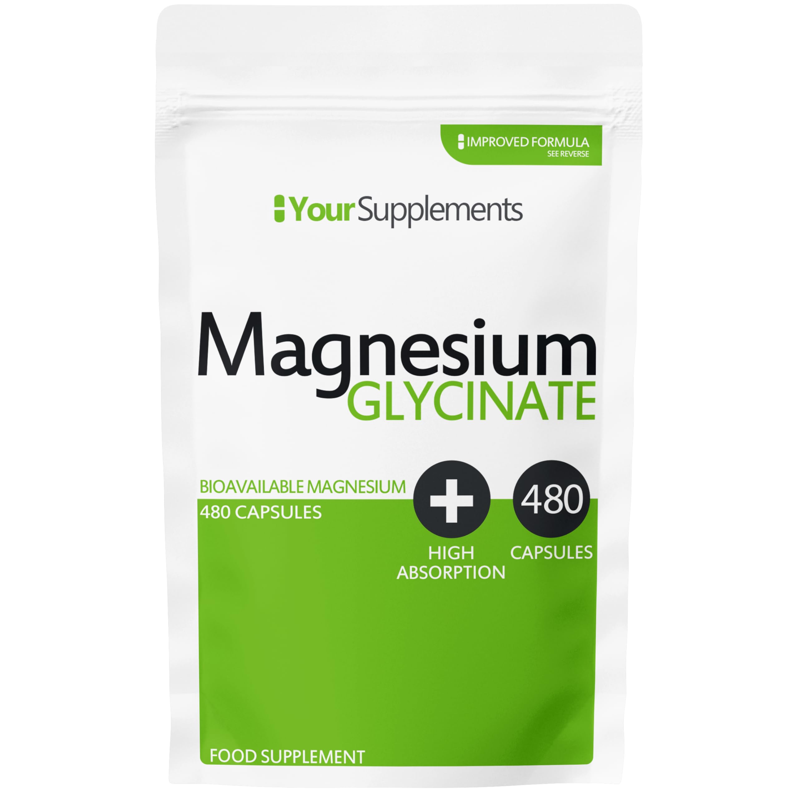 Magnesium Glycinate by Your Supplements | UK Made | True Unblended Bisglycinate | 480 High Absorption Capsules | Suitable for Vegetarians & Vegans — image 1