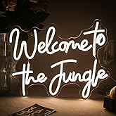 ineonlife Welcome to the Jungle Neon Sign Warm White Letter LED Neon Lights for Bedroom Wall Decor USB Powered Neon Signs for Room Decor Bar Party Wedding Engagement Wall Hanging Decoration