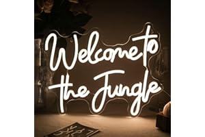 ineonlife Welcome to the Jungle Neon Sign Warm White Letter LED Neon Lights for Bedroom Wall Decor USB Powered Neon Signs for Room Decor Bar Party Wedding Engagement Wall Hanging Decoration