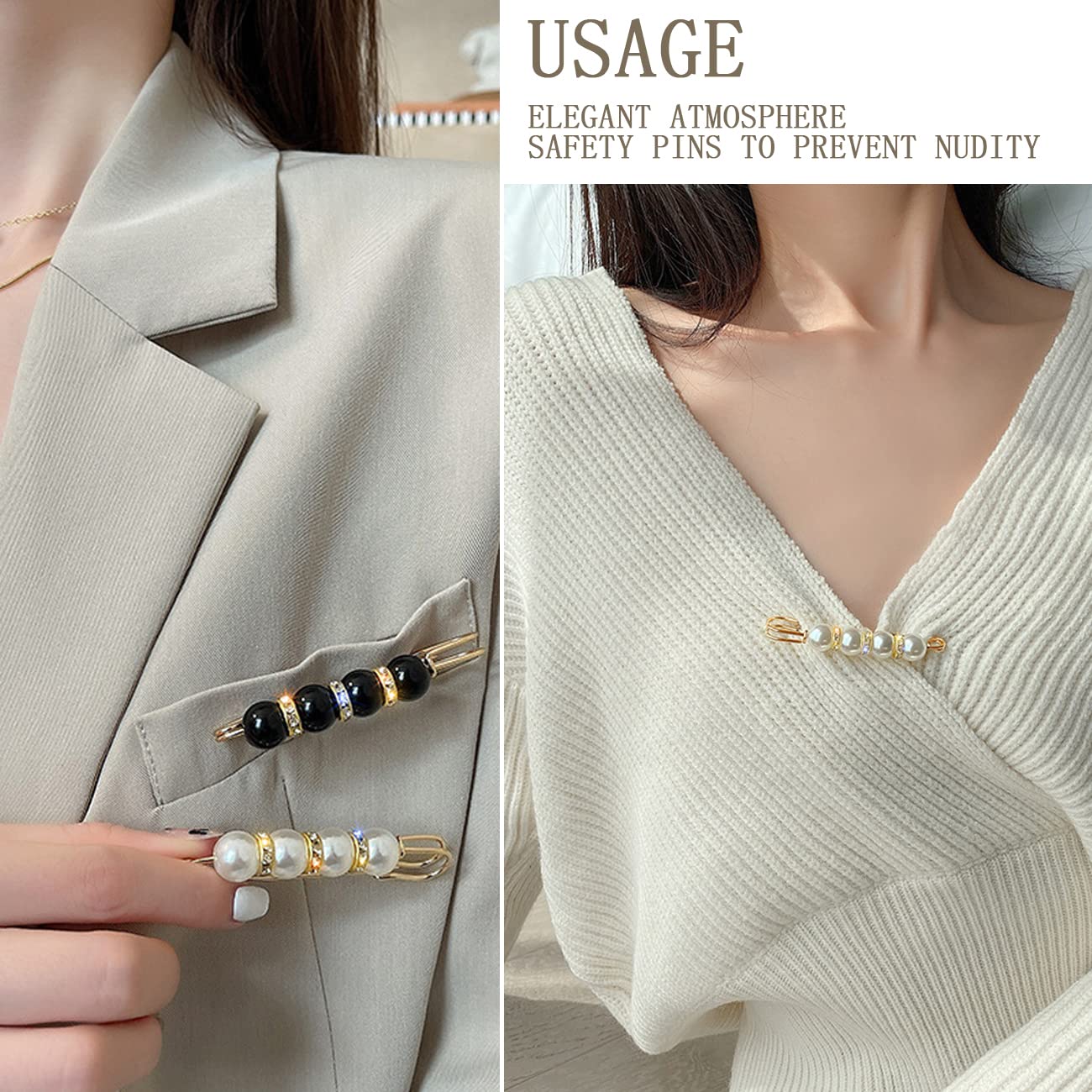 50 Pcs of Artificial Pearl Brooches Elegant Hat Safety Pins Decorative Dress Brooch Sweater Shawl Pin Collar Women Artificial Crystal Cardigan Clip Jewelry Girls Clothing Decoration Accessories1