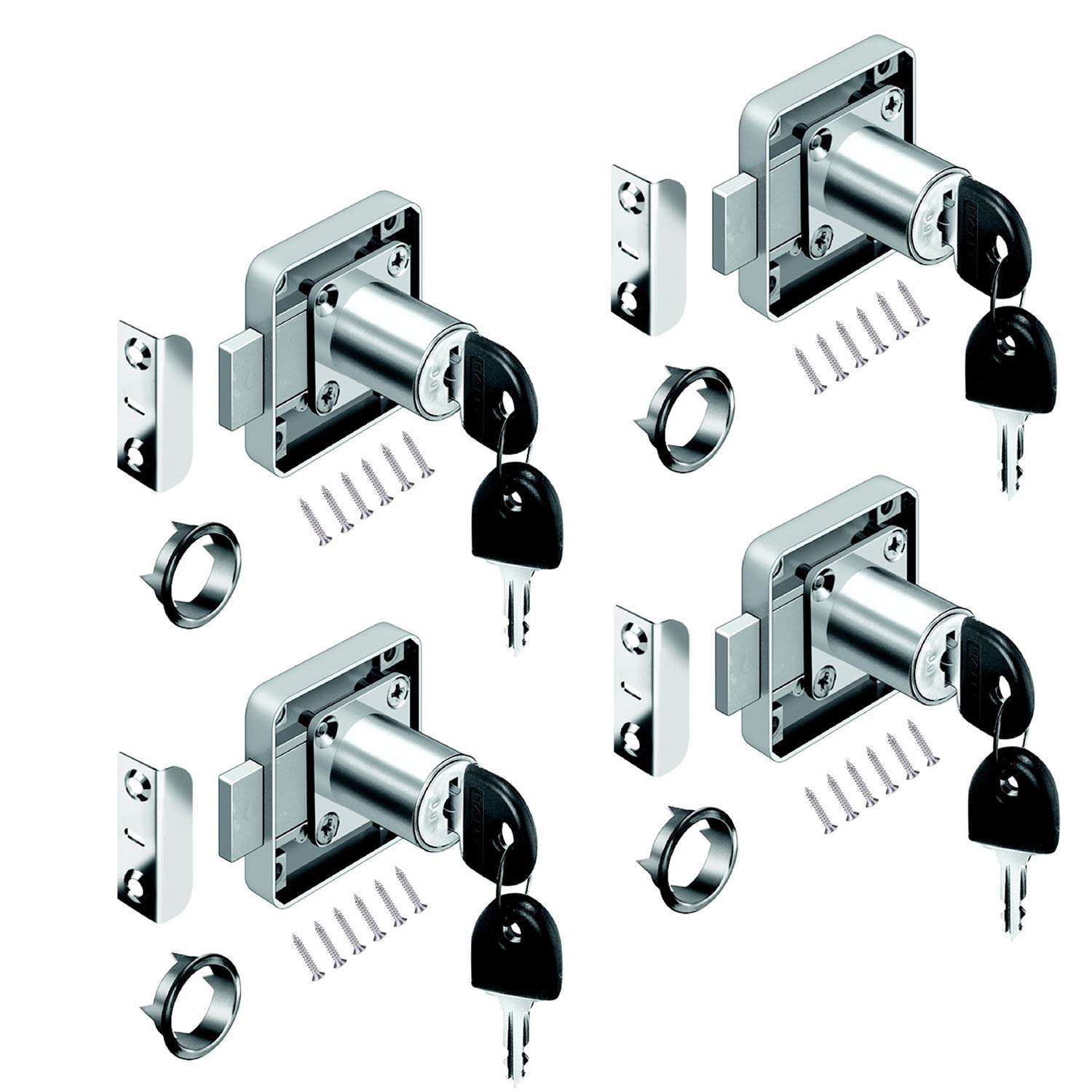 youtu 4 Pack Furniture Lock Cylinder, Zinc Alloy Cam Lock For Door Cabinet Mailbox Cupboard & Drawer Locks (22mm)