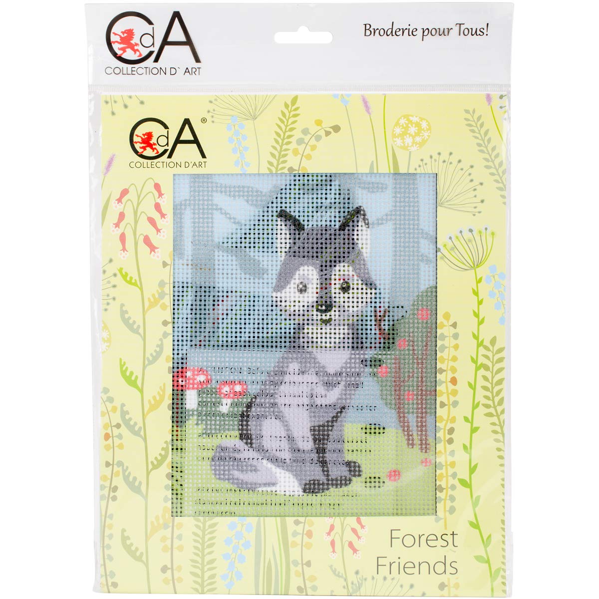 Collection D'Art Grey Fox Tapestry Kit, 100% Cotton, Multi-Colour, 20 x 25 x 0.1 cm